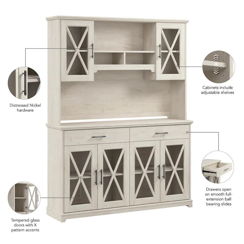 60W Sideboard Buffet Cabinet with Hutch