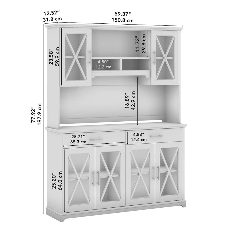60W Sideboard Buffet Cabinet with Hutch