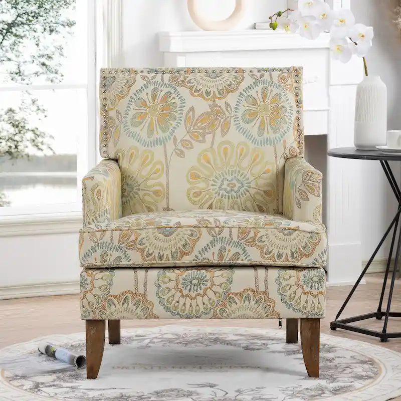 GDFStudio - Bella Modern Accent Chair for Living Room with Birch Legs and Comfortable Fabric Upholstery