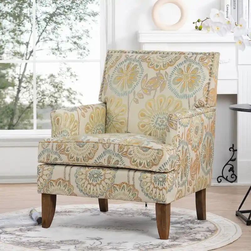 GDFStudio - Bella Modern Accent Chair for Living Room with Birch Legs and Comfortable Fabric Upholstery