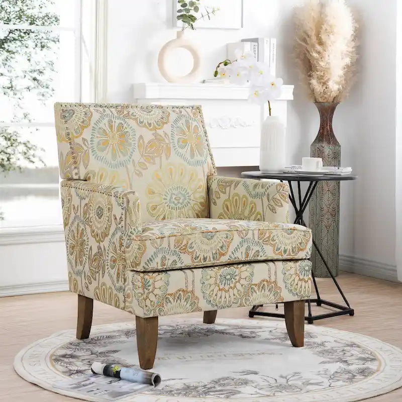 GDFStudio - Bella Modern Accent Chair for Living Room with Birch Legs and Comfortable Fabric Upholstery