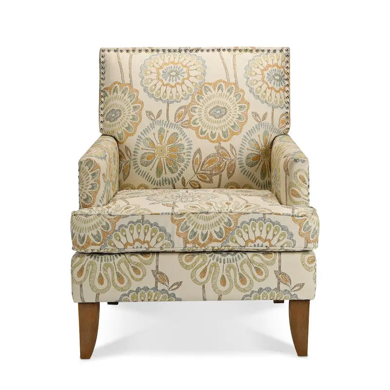 Modern Accent Chair for Living Room with Birch Legs and Comfortable Fabric Upholstery