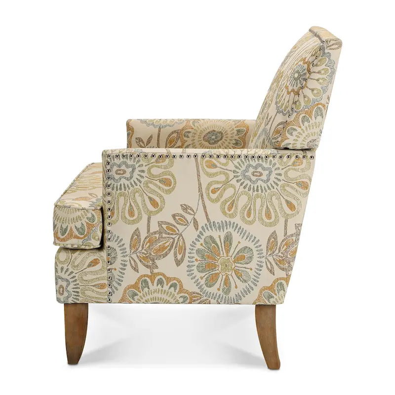 Modern Accent Chair for Living Room with Birch Legs and Comfortable Fabric Upholstery
