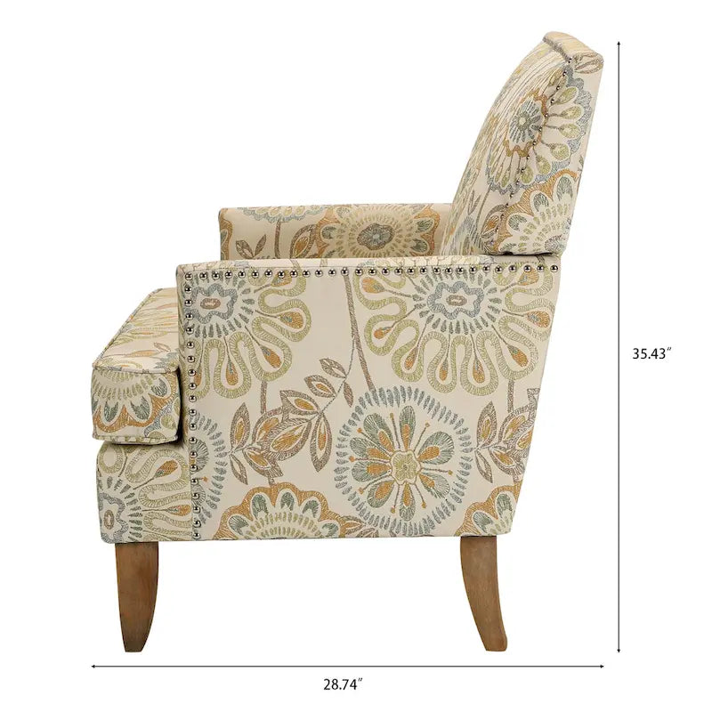 Modern Accent Chair for Living Room with Birch Legs and Comfortable Fabric Upholstery