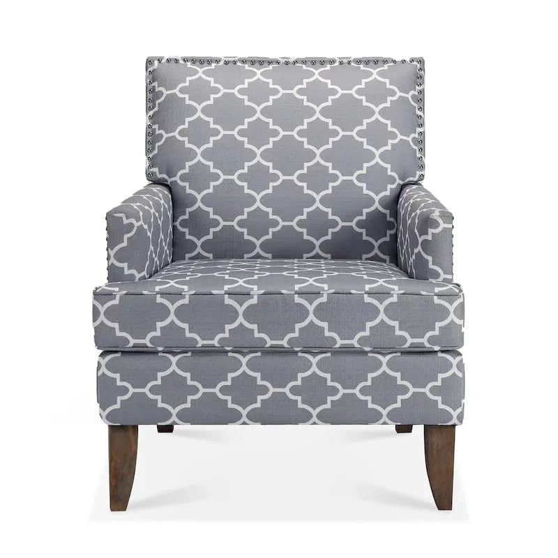 Modern Accent Chair for Living Room with Birch Legs and Comfortable Fabric Upholstery