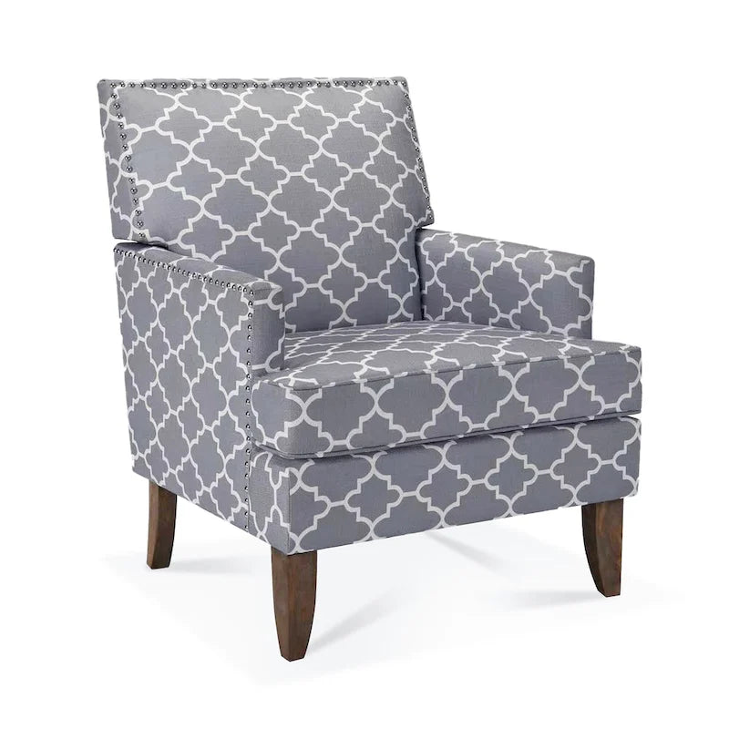 Modern Accent Chair for Living Room with Birch Legs and Comfortable Fabric Upholstery