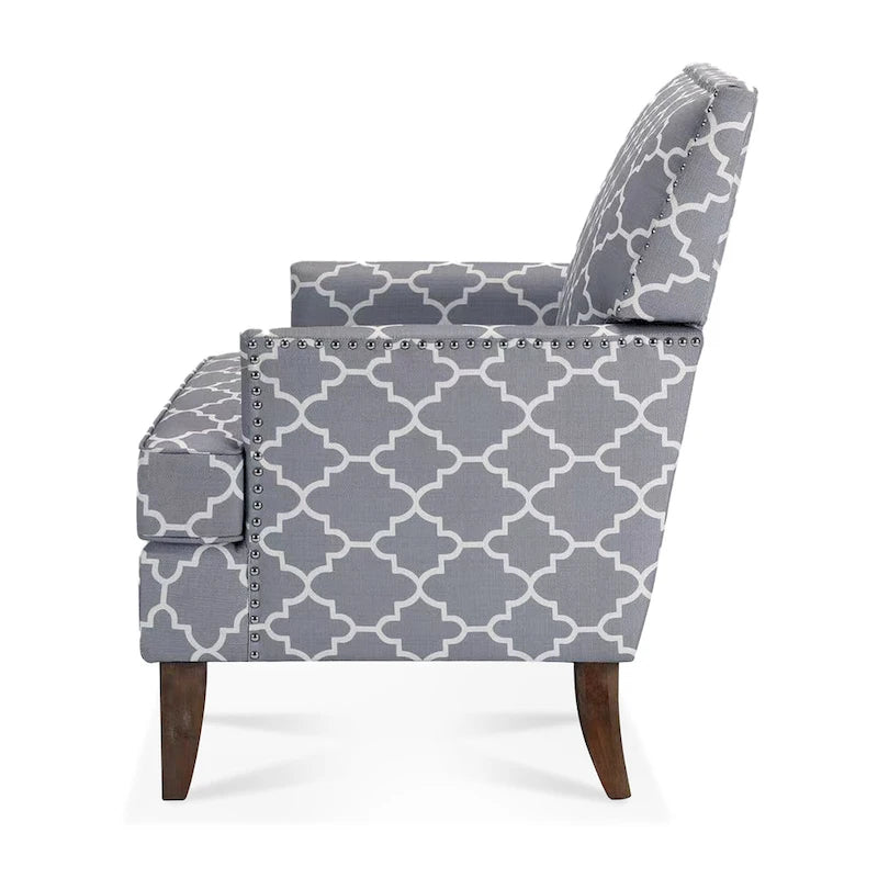 Modern Accent Chair for Living Room with Birch Legs and Comfortable Fabric Upholstery