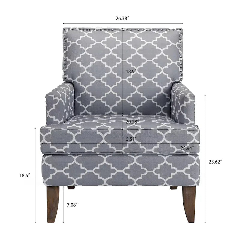 Modern Accent Chair for Living Room with Birch Legs and Comfortable Fabric Upholstery