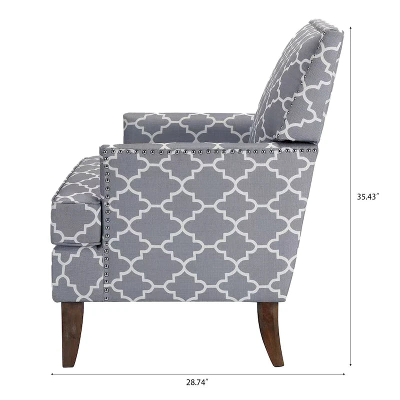 Modern Accent Chair for Living Room with Birch Legs and Comfortable Fabric Upholstery
