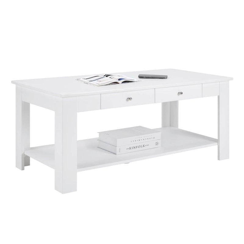 2 Drawer Coffee Table with Shelf