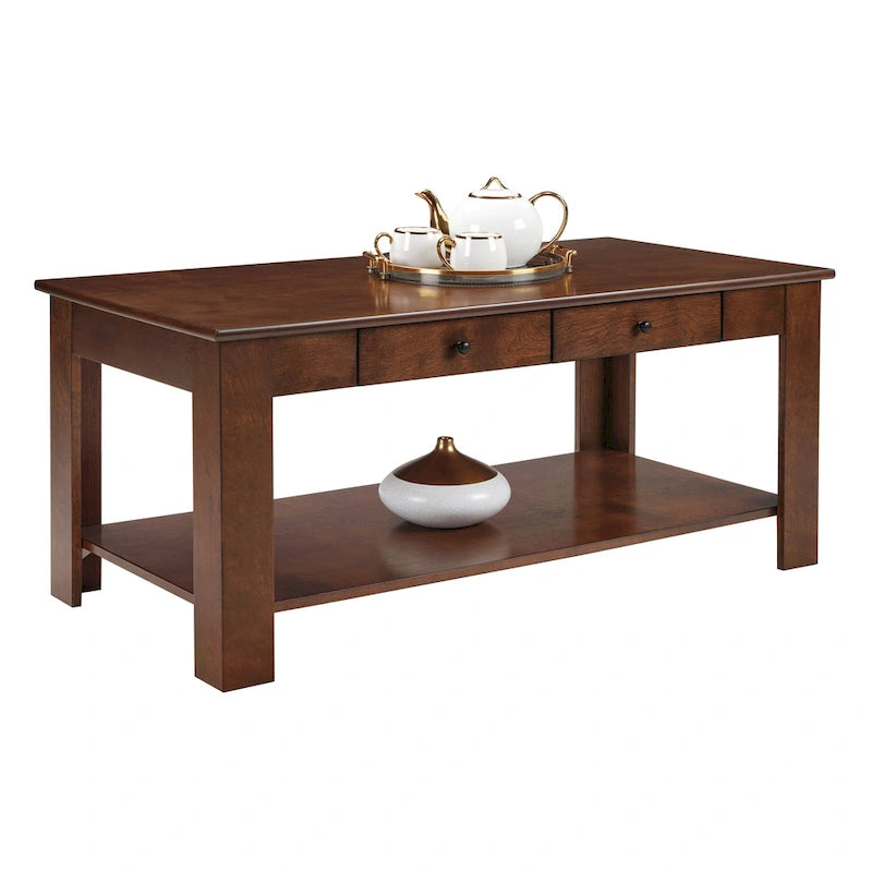 2 Drawer Coffee Table with Shelf