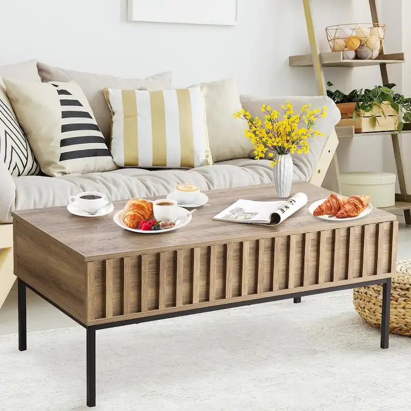 Wooden Coffee Table, Lift Top Coffee Table with Large Hidden Storage Compartment - 22*43