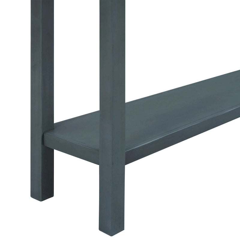 Farmhouse Entryway Table, Sofa Console Table W/4 Drawers, Bottom Shelf, Solid Wood Legs Narrow Sofa Tables For Entrance
