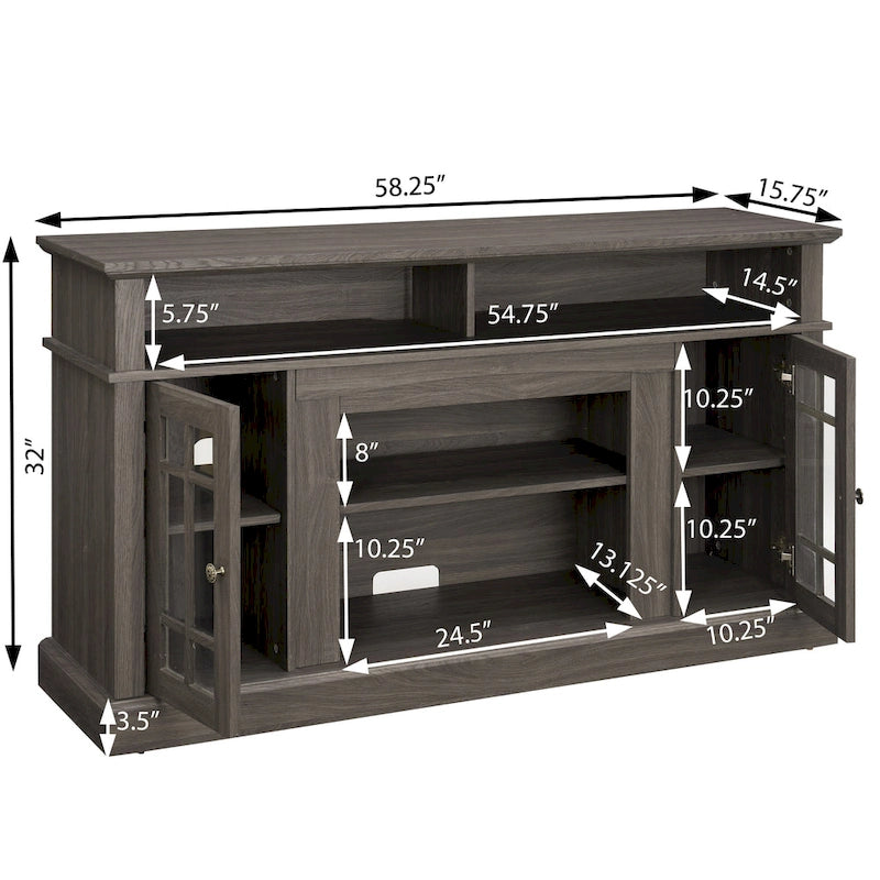 58 Classic TV Stand with Open & Closed Storage for TVs Up to 65