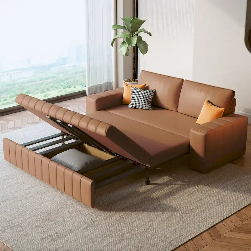 Modern Upholstered Loveseat Sleeper Sofa Bed with Storage