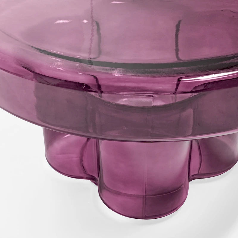 Modern Artistic Flower Glass Round Coffee Table Side Table