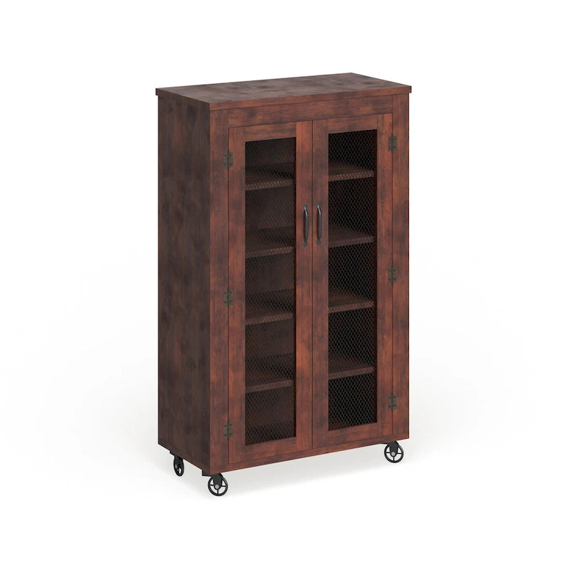 Layson Transitional Walnut 5-shelf Mobile Cabinet