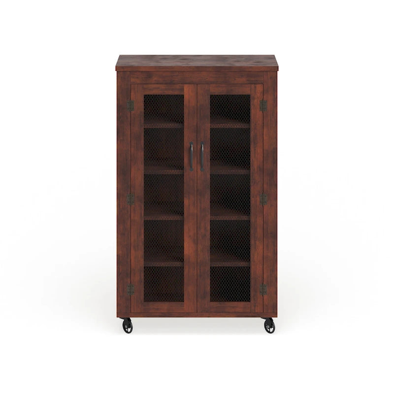 Transitional Walnut 5-shelf Mobile Cabinet