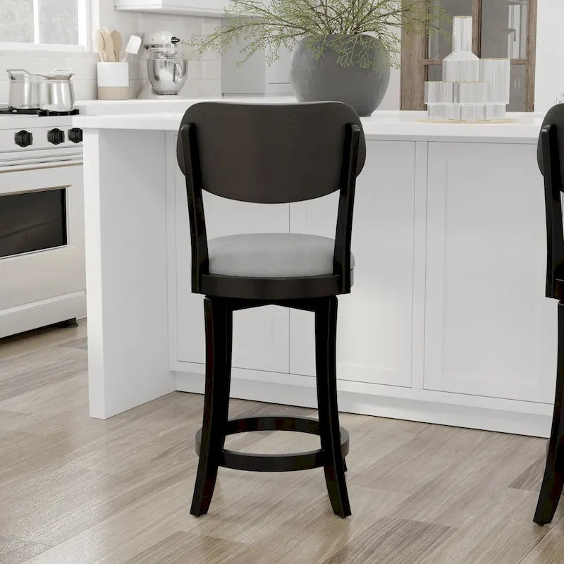 Wood Upholstered Swivel Counter Stool - 38.25H x 20W x 17.5D; Seat Height: 25.5H