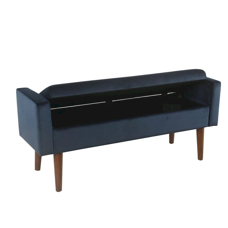 Velvet Storage Bench - Dark Navy