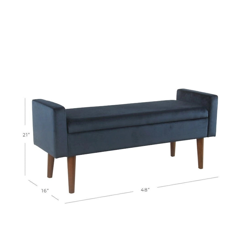 Velvet Storage Bench - Dark Navy