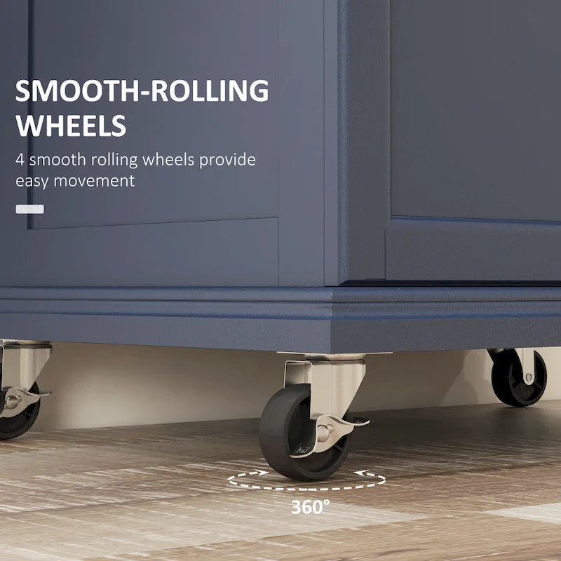 Kitchen Island on Wheels, Rolling Kitchen Cart with Stainless Steel Countertop, Drawer, Gray