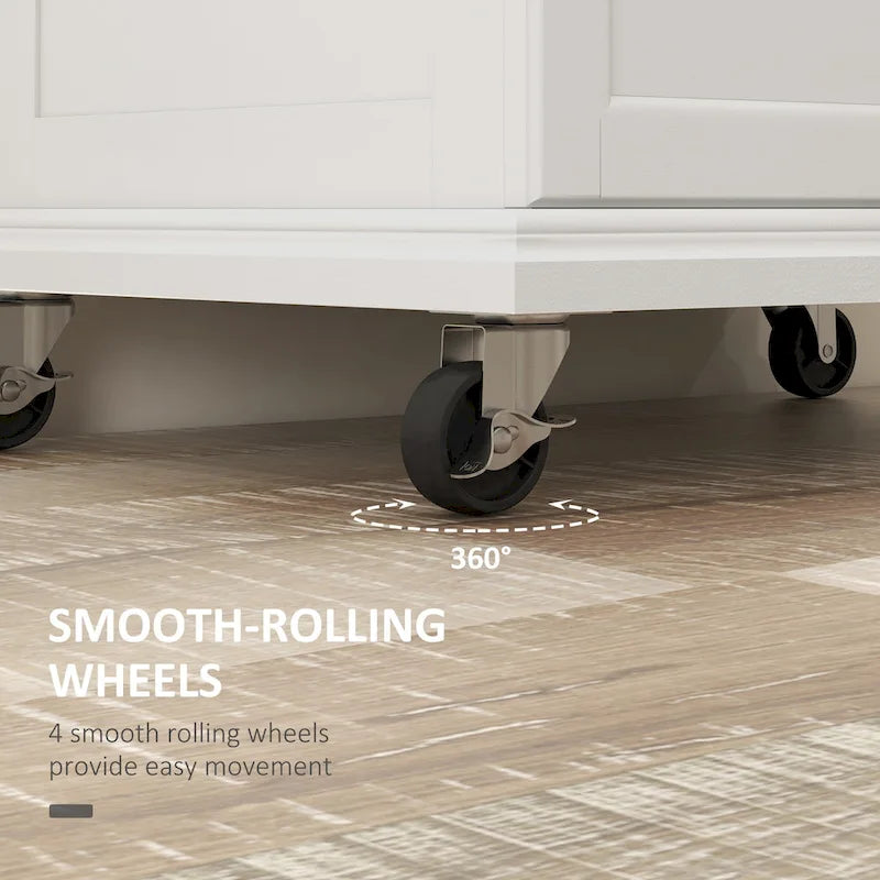 Kitchen Island on Wheels, Rolling Kitchen Cart with Stainless Steel Countertop, Drawer, Gray
