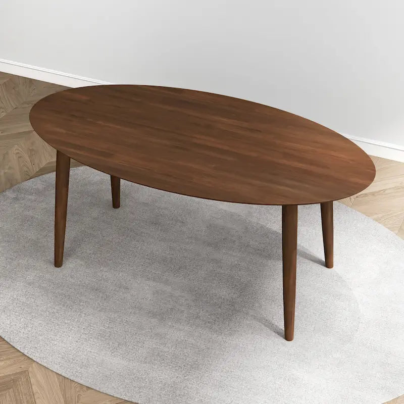 Mid Century 67-inch Oval Solid Wood Dining Table in Brown - 67 inches