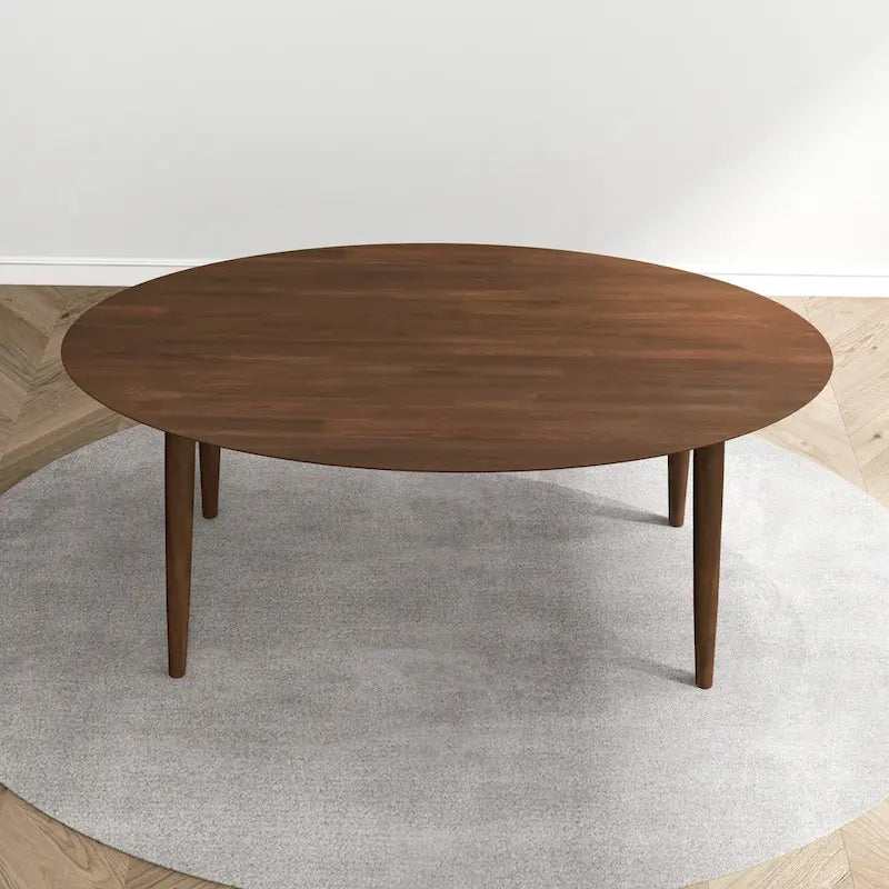 Mid Century 67-inch Oval Solid Wood Dining Table in Brown - 67 inches