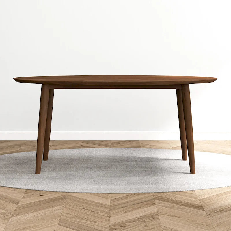 Mid Century 67-inch Oval Solid Wood Dining Table in Brown - 67 inches