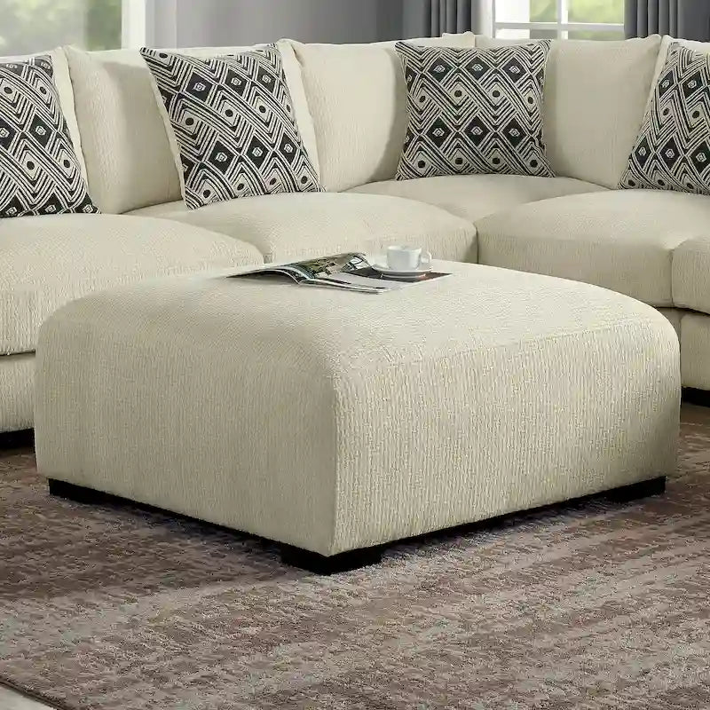 Contemporary Chenille Padded Cocktail Ottoman