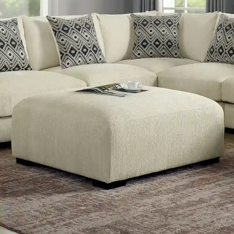 Contemporary Chenille Padded Cocktail Ottoman