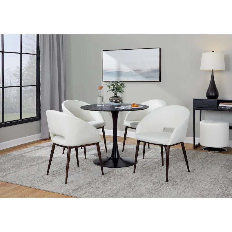 Upholstered Dining Chair with Copper Metal Legs