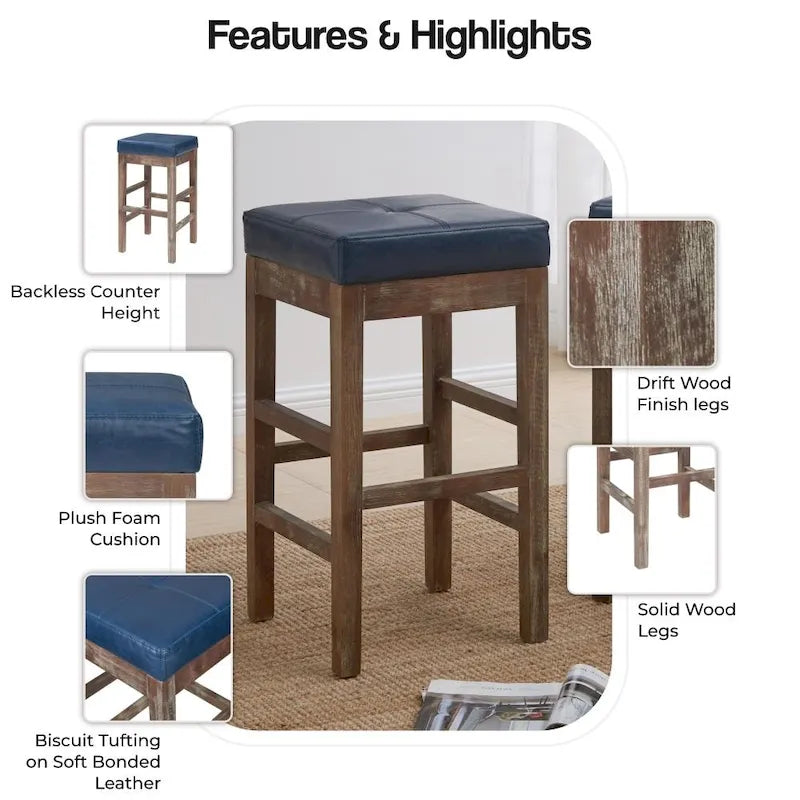 Bonded Leather Backless Counter Stool