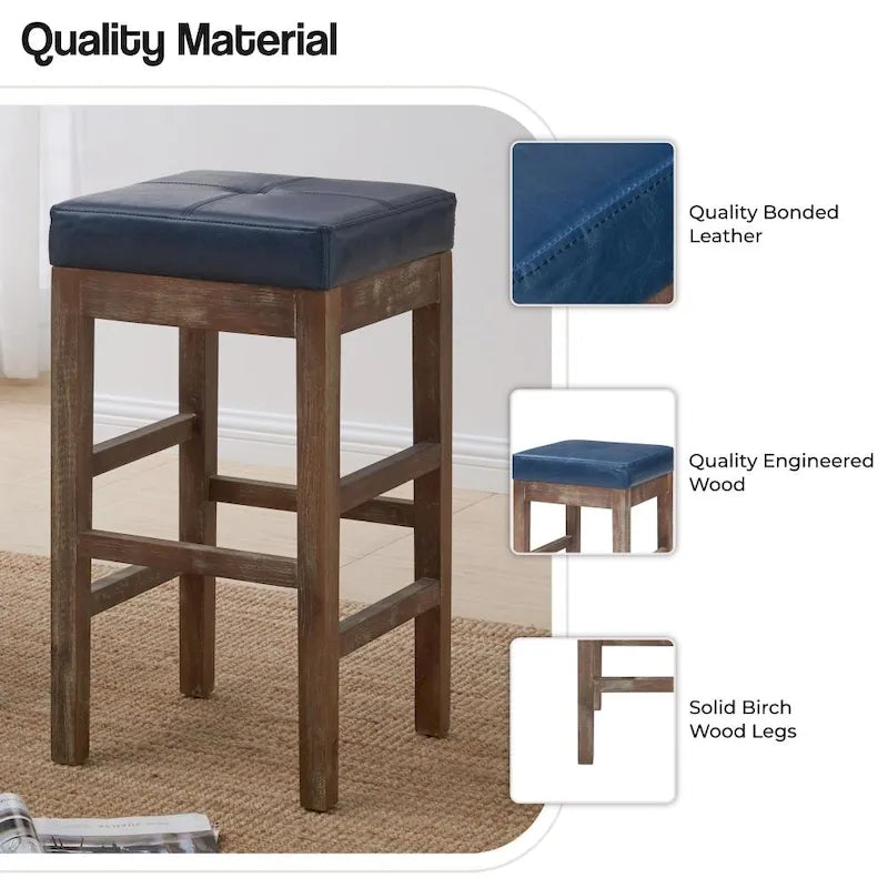 Bonded Leather Backless Counter Stool