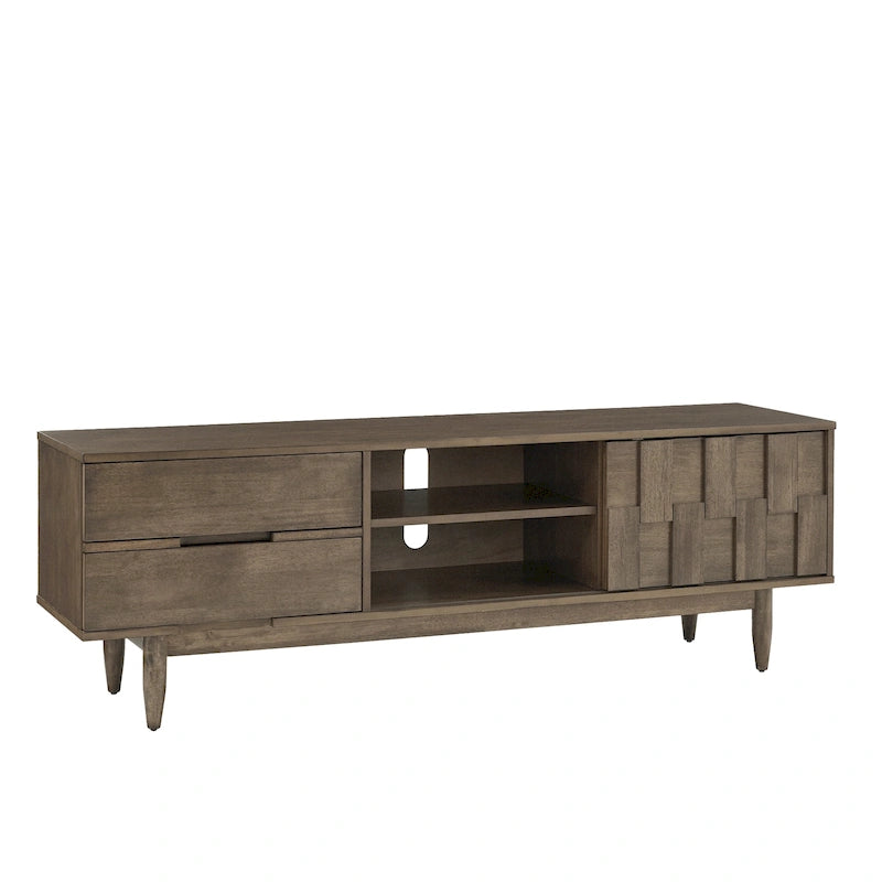 Mid-Century Wood 2-Drawer TV Stand