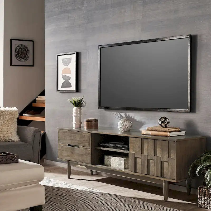 Mid-Century Wood 2-Drawer TV Stand