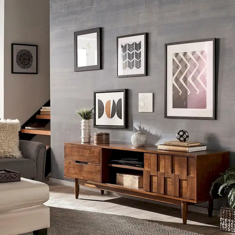 Mid-Century Wood 2-Drawer TV Stand