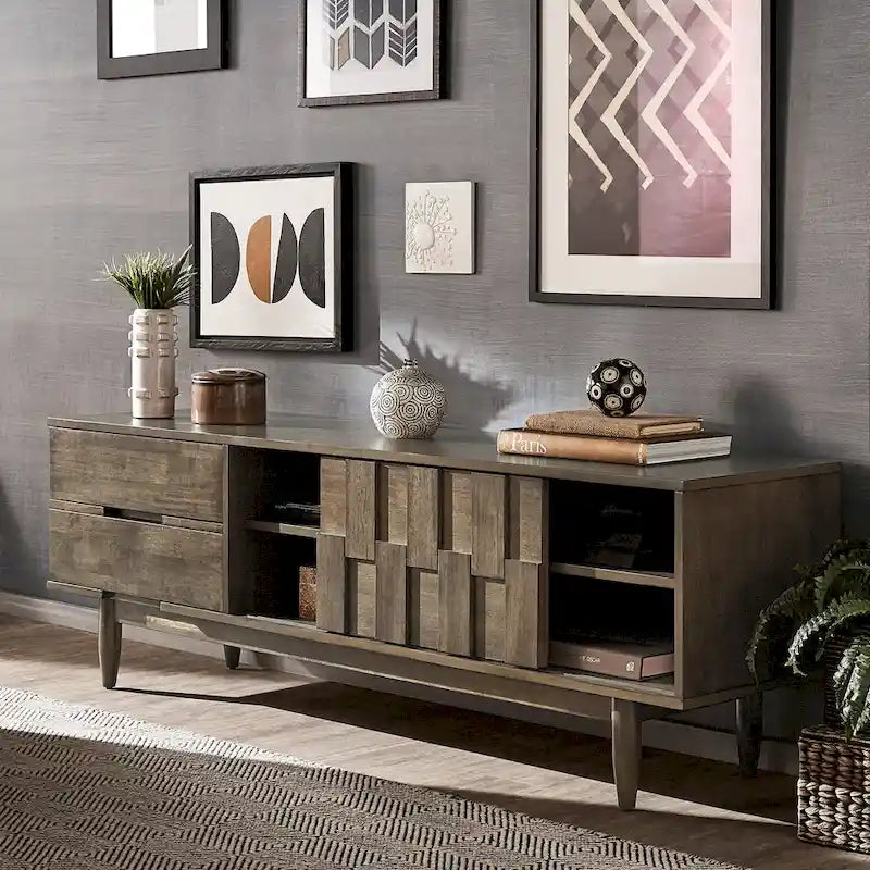 Mid-Century Wood 2-Drawer TV Stand