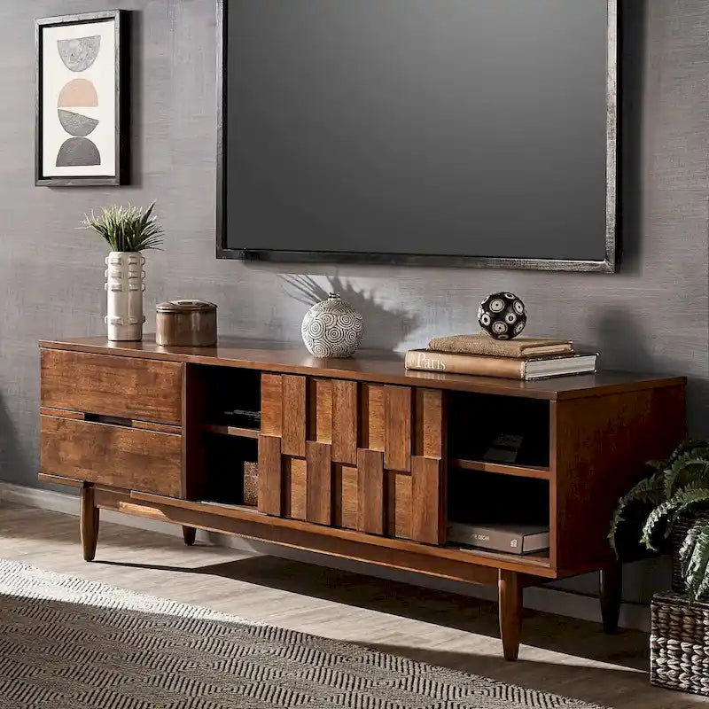 Mid-Century Wood 2-Drawer TV Stand