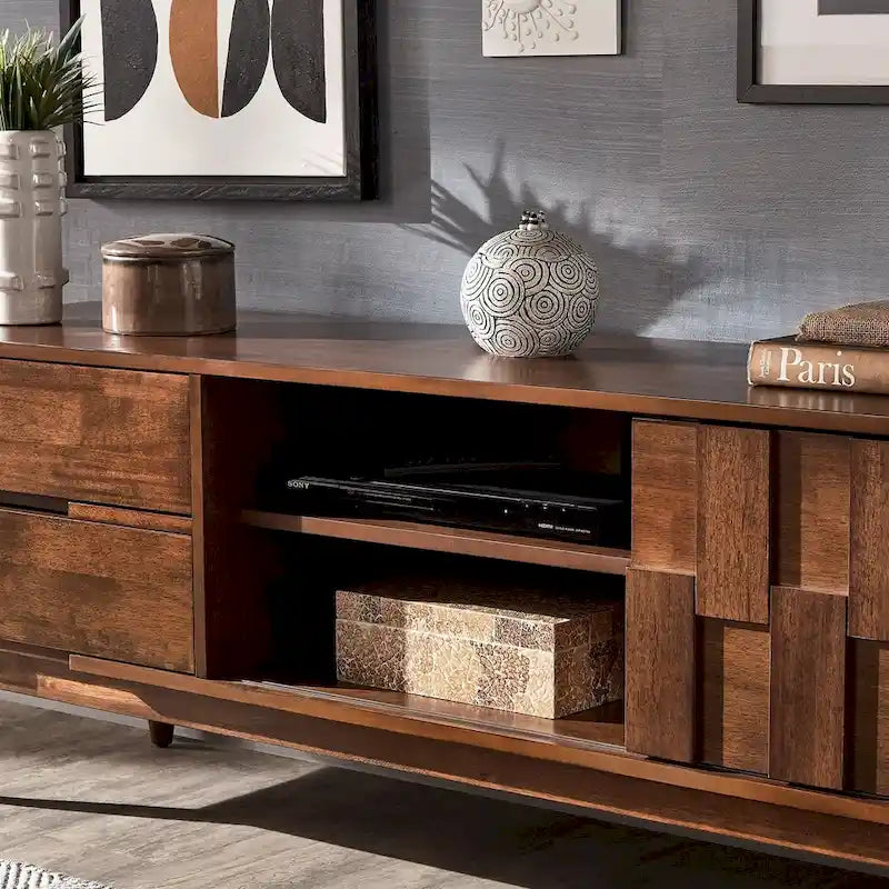 Mid-Century Wood 2-Drawer TV Stand