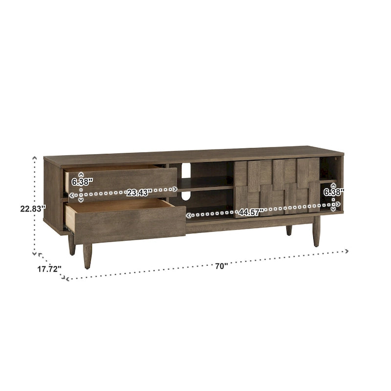 Mid-Century Wood 2-Drawer TV Stand
