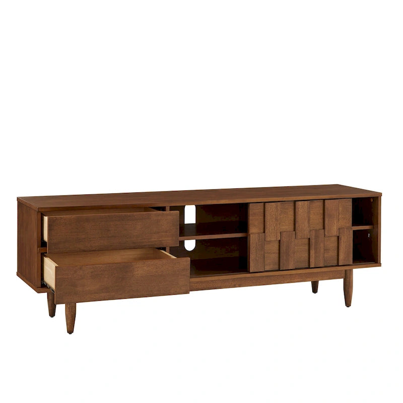 Mid-Century Wood 2-Drawer TV Stand