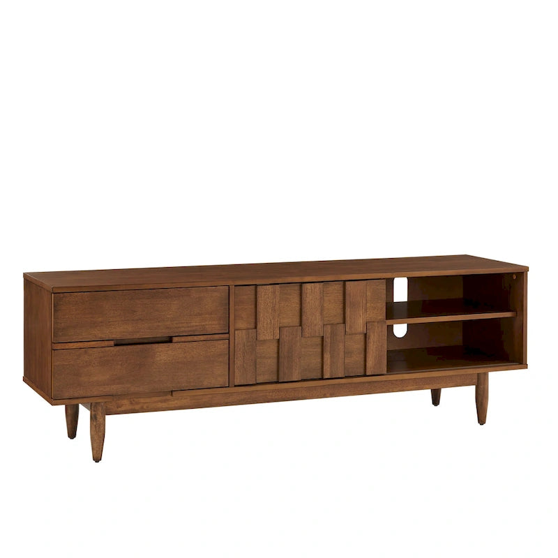Mid-Century Wood 2-Drawer TV Stand