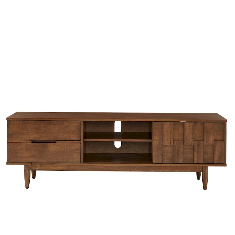 Mid-Century Wood 2-Drawer TV Stand