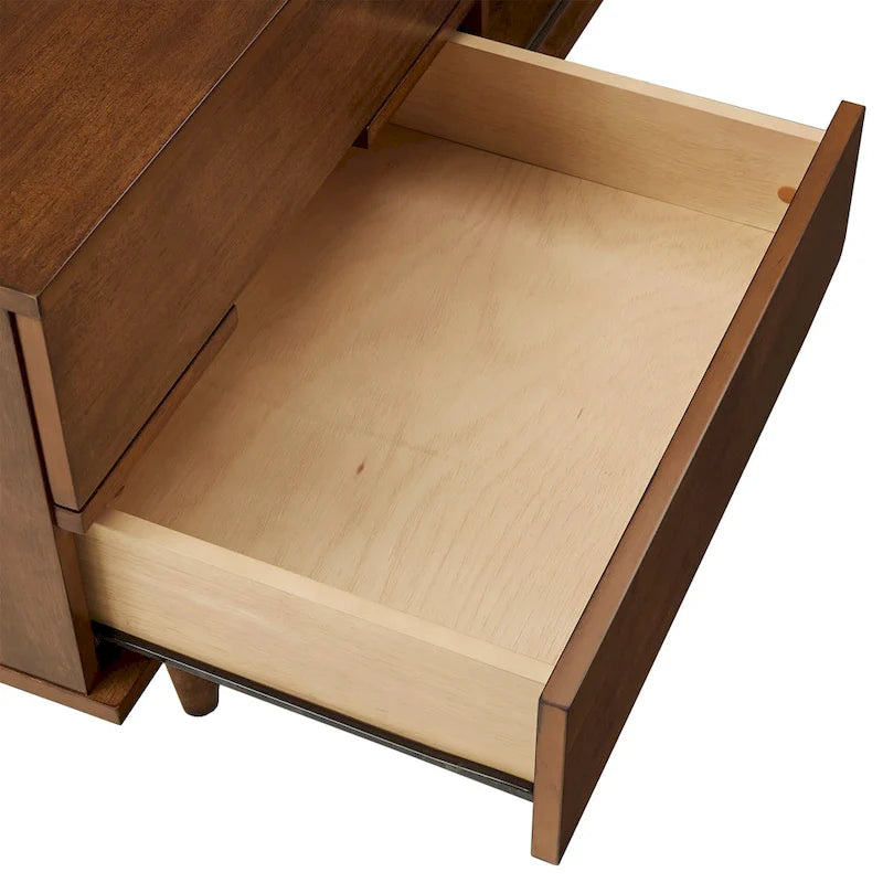 Mid-Century Wood 2-Drawer TV Stand