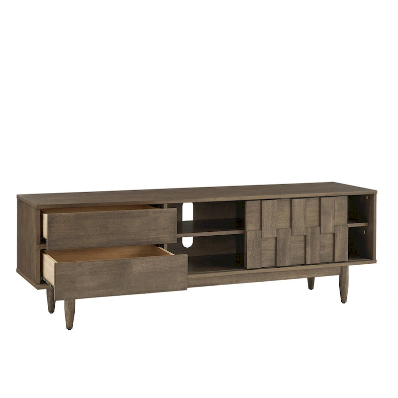 Mid-Century Wood 2-Drawer TV Stand