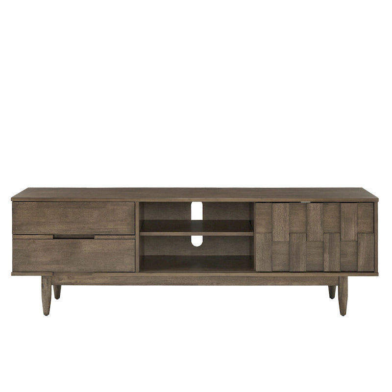 Mid-Century Wood 2-Drawer TV Stand