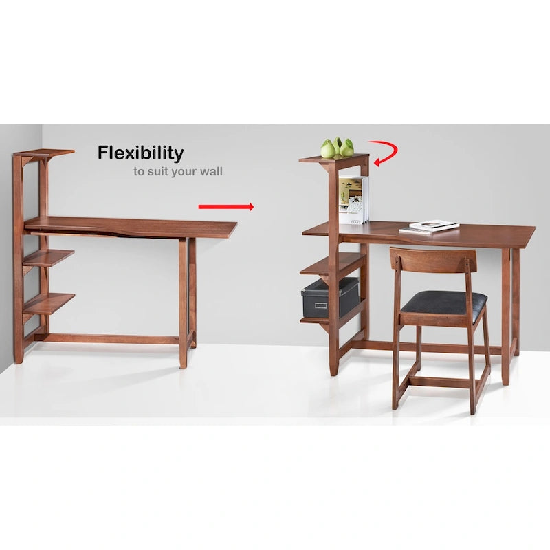 Contemporary 4-tier Bookshelf, Desk, and Faux Leather Desk Chair Study Set