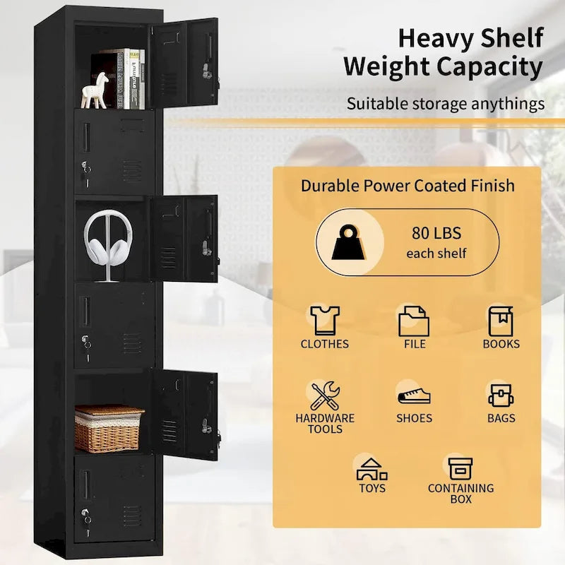 6 Doors Metal Locker Storage Cabinet for Home Office,School
